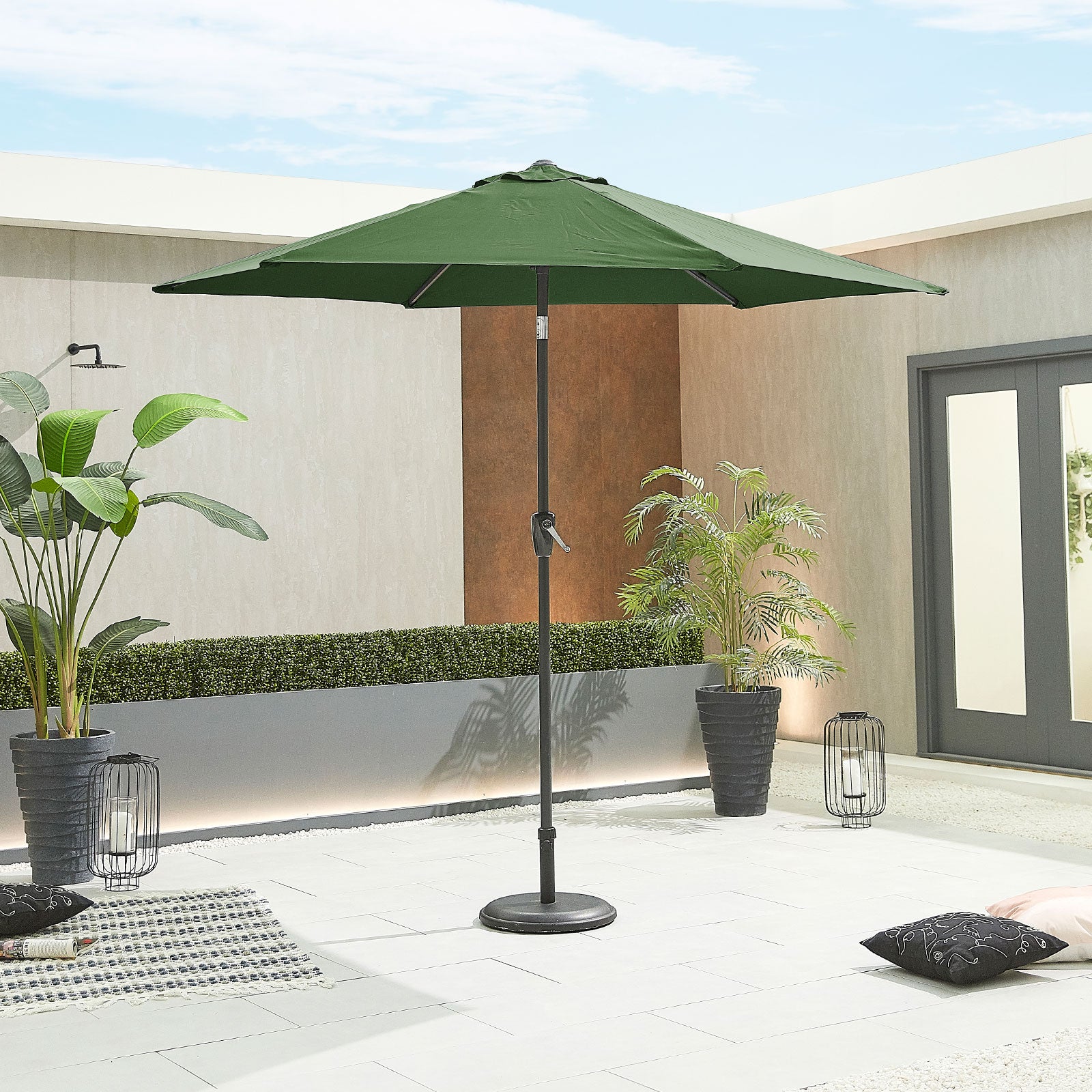 Nova - Antigua Grey Frame Aluminium Parasol - 2.7m Round - Green