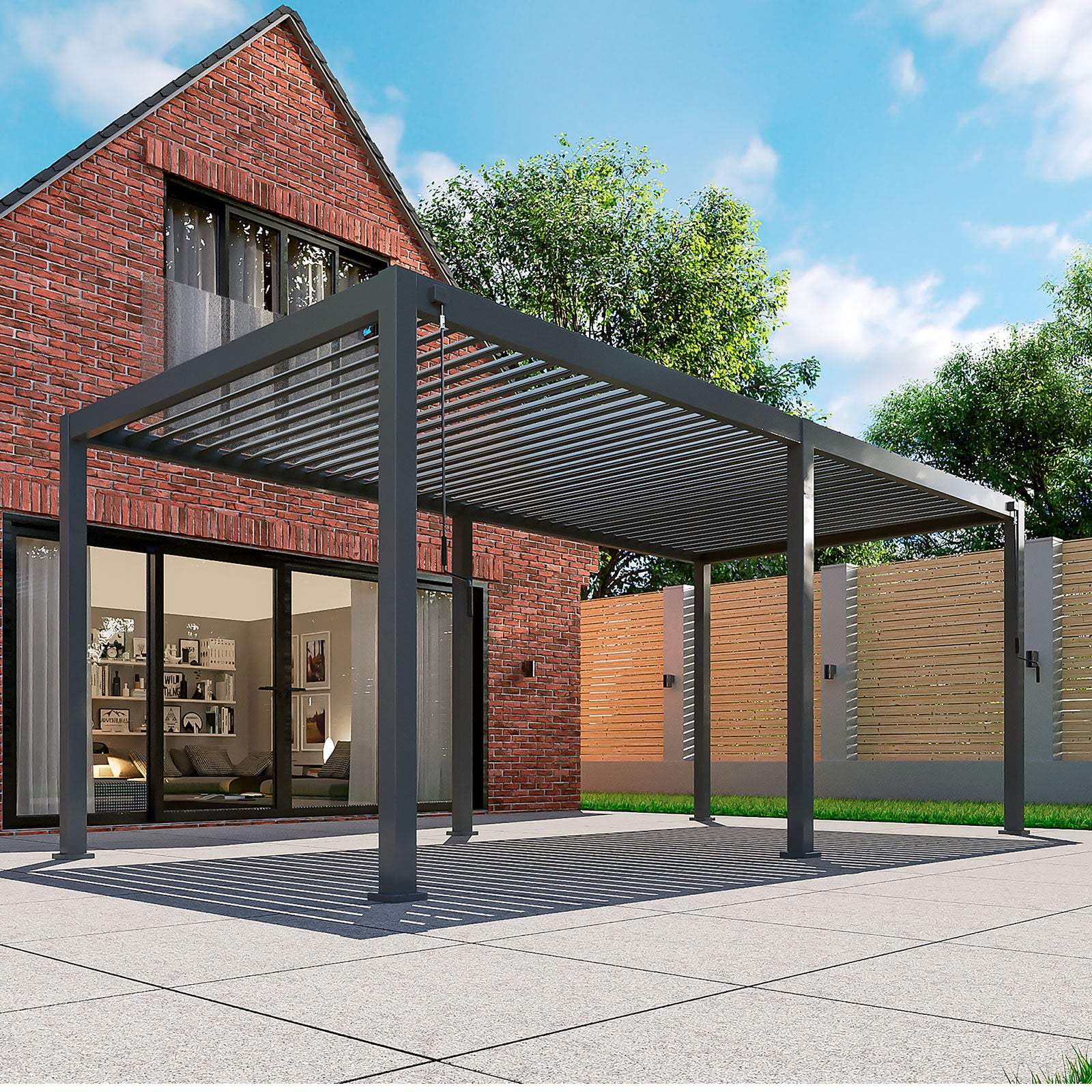 Nova - Titan Aluminium Pergola - 6m x 3m Rectangular - Grey