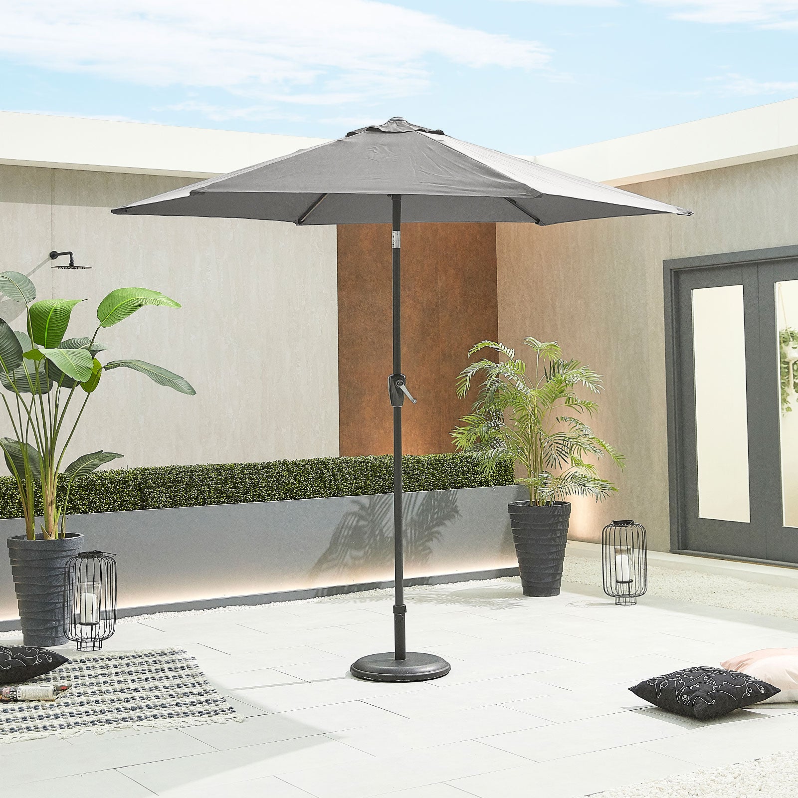 Nova - Antigua Grey Frame Aluminium Parasol - 2.7m Round - Grey