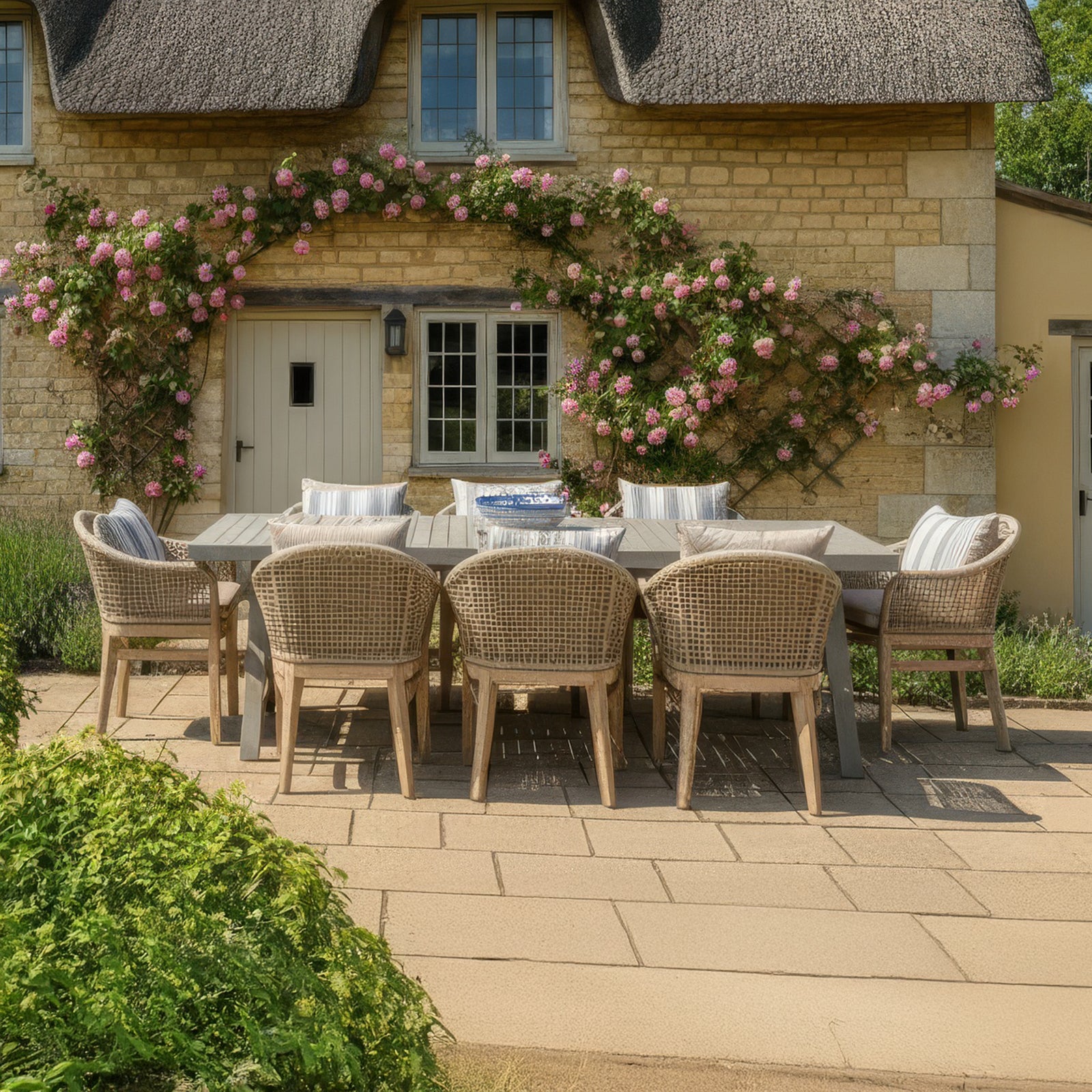 Summer 8 Seat Dining Set - 2.4*1.0m Rectangular Table - Beige