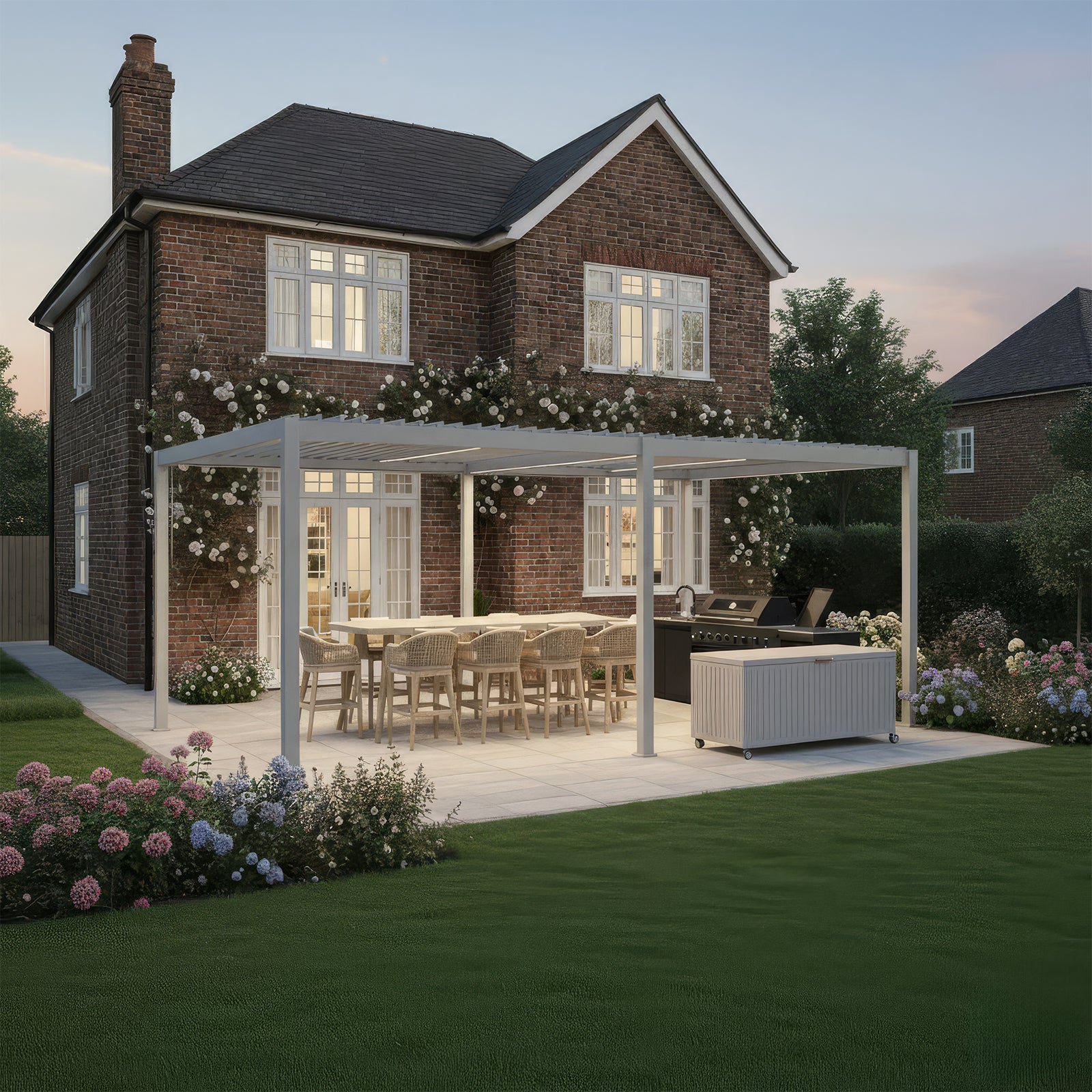 Nova - Titan Aluminium Pergola - 6m x 3m Rectangular - Pebble