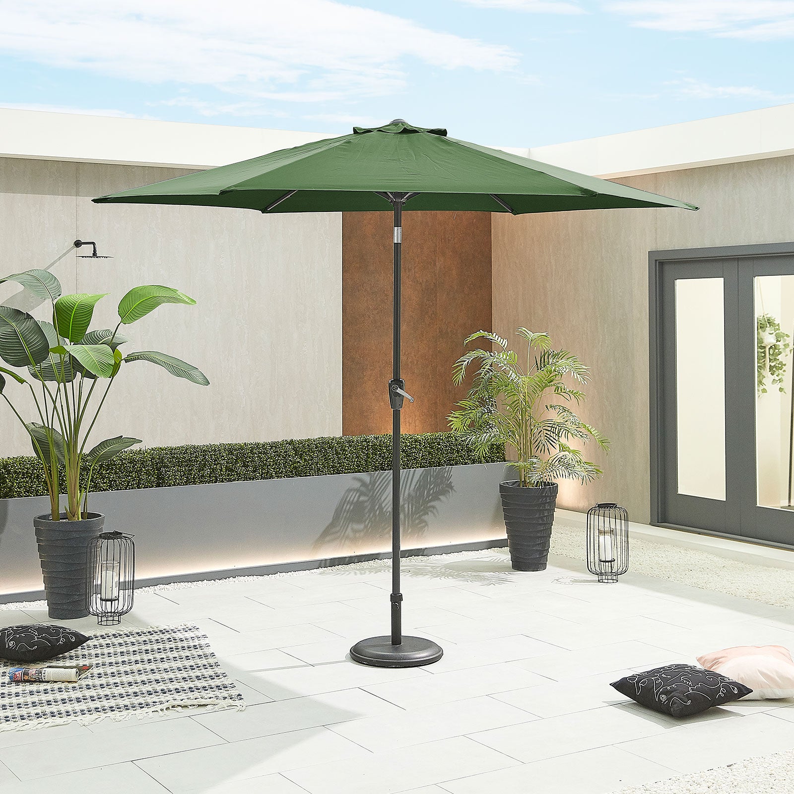 Nova - Antigua Grey Frame Aluminium Parasol - 3m Round - Green