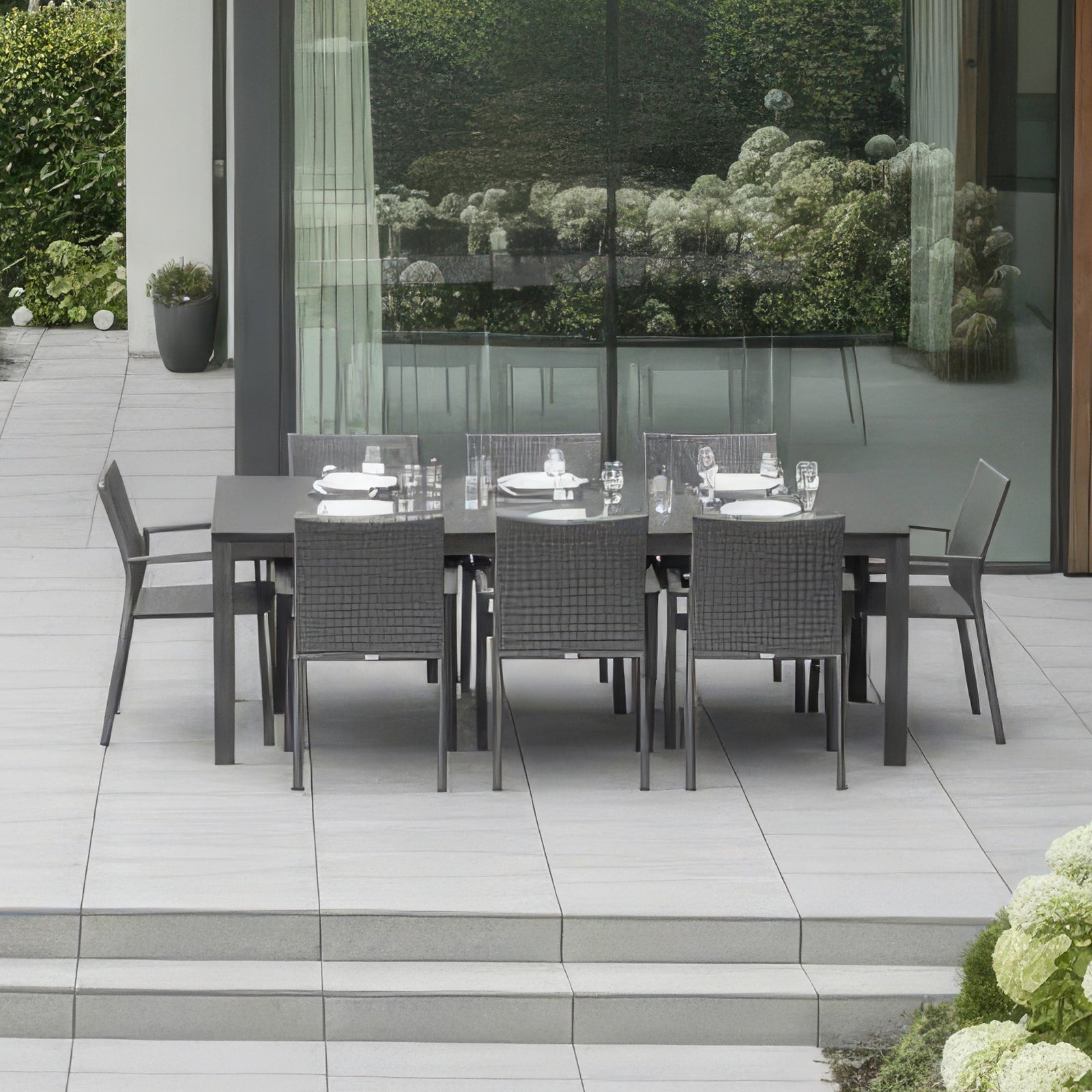 Nova - Phoenix 8 Seat Dining Set - 2.0*1.0m Rectangular Table - Grey