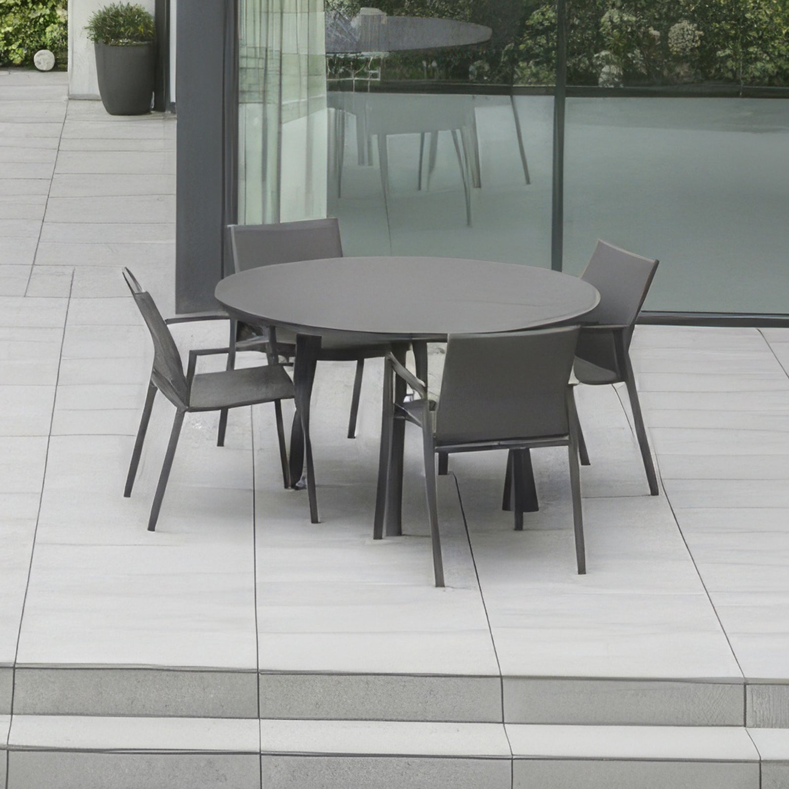 Nova - Phoenix 4 Seat Dining Set - 1.2m Round Table - Grey