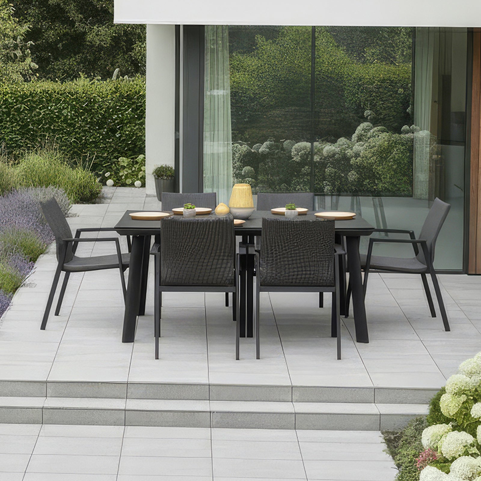 Nova - Phoenix 6 Seat Dining Set - 1.5*1.0m Rectangular Table - Grey