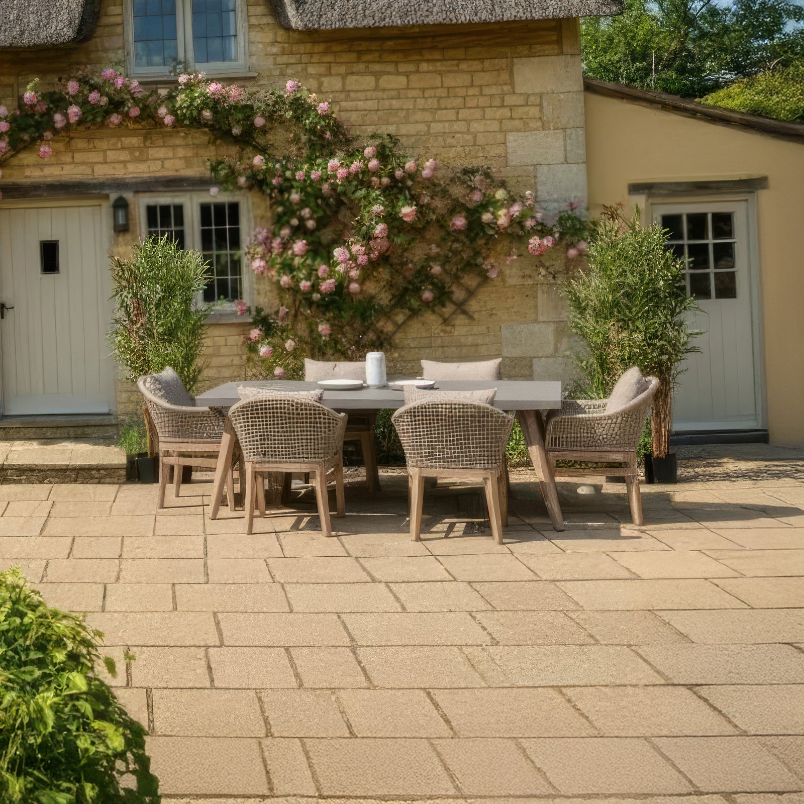 Summer 6 Seat Dining Set - 2.0*0.9m Rectangular Table - Beige